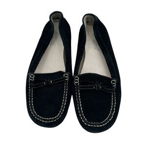 Aerosoles Black Suede Slip On Loafers Size 8 Women's